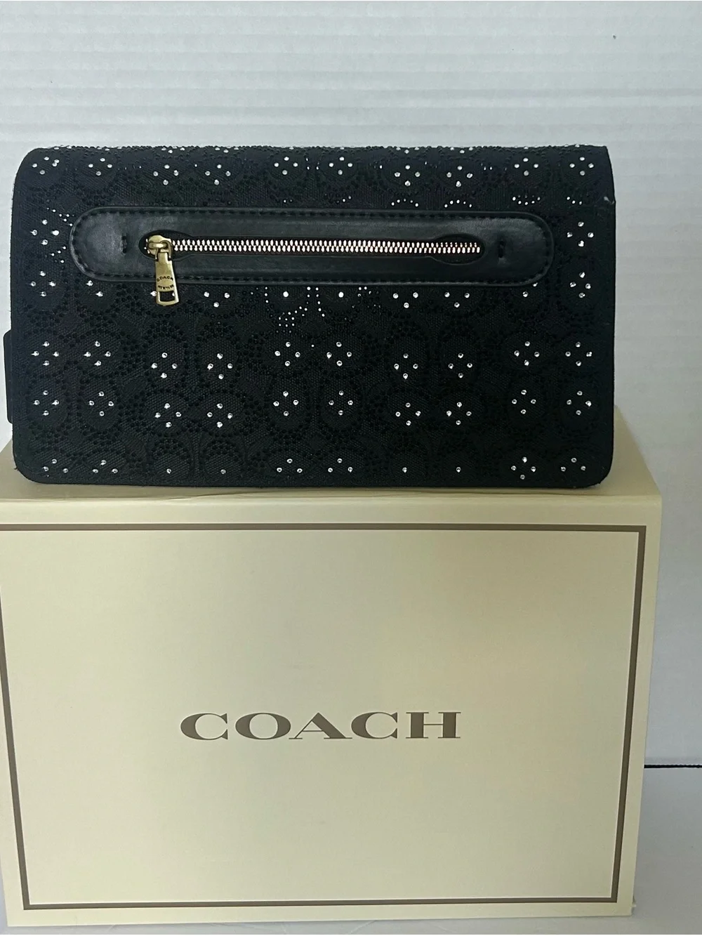 Coach Black Sequin Clutch with Gold C Hardware